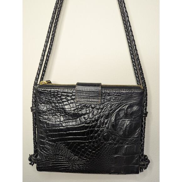 Brahmin mojioto lizard leather black crossbody braided straps - Picture 2 of 2